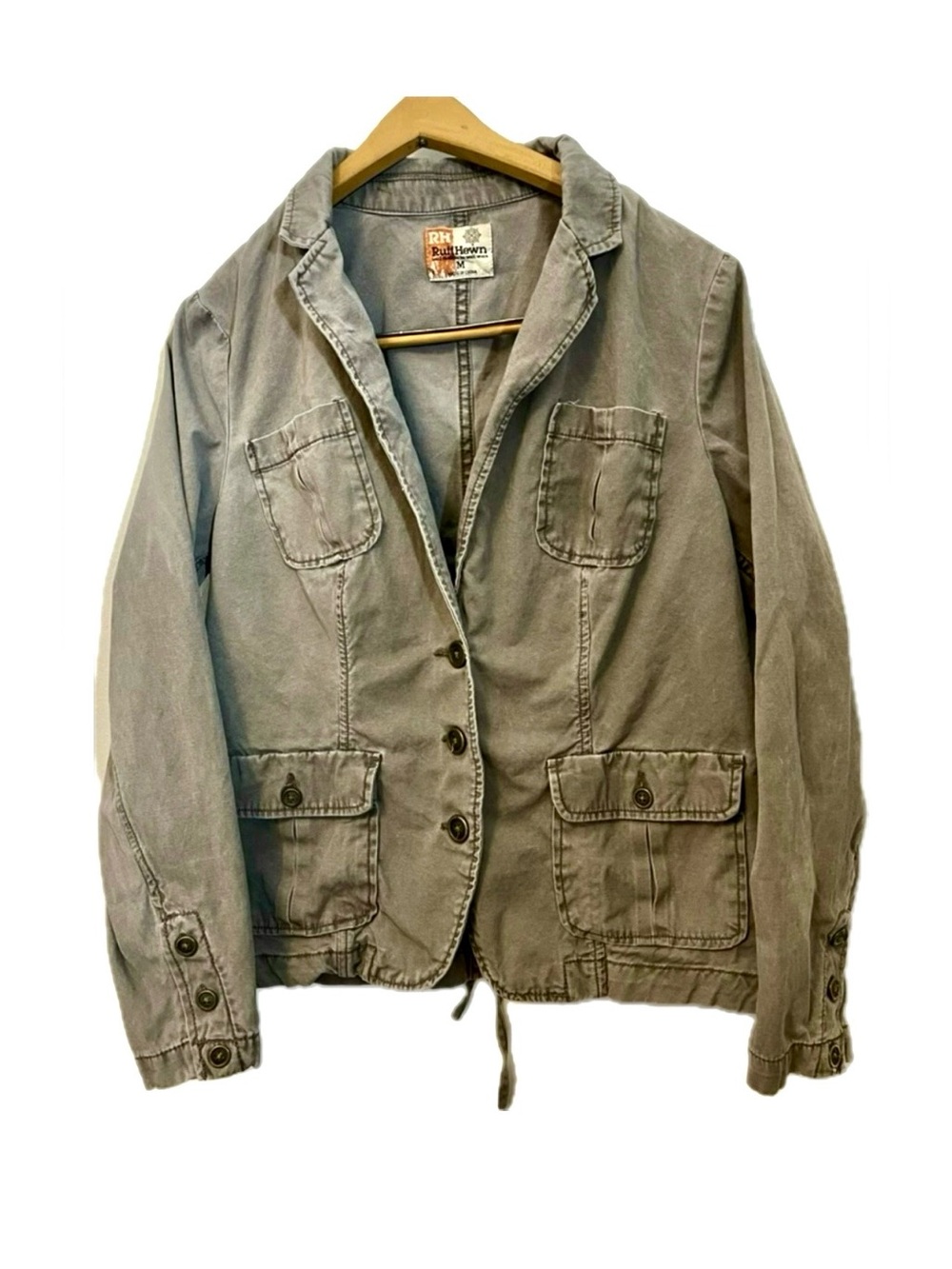 Ruff Hewn Gray Utility Blazer Jacket M Utility Gorpcore Grunge Button Up